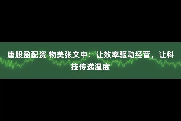 唐股盈配资 物美张文中：让效率驱动经营，让科技传递温度